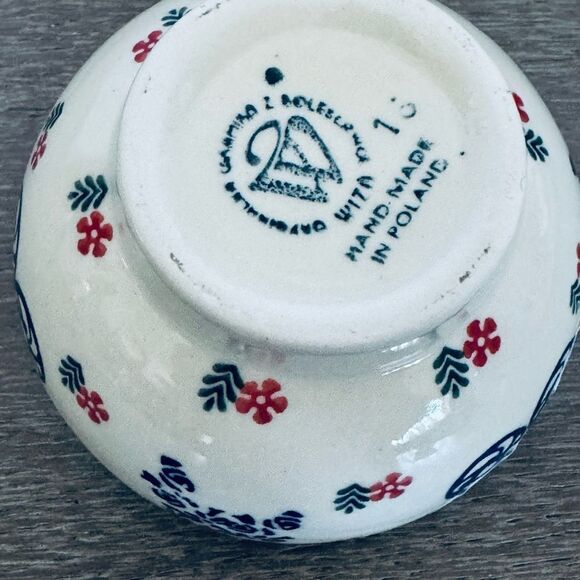 Boleslawiec Polish Pottery Christmas Poinsettia Serving Bowl Dish - Picture 3 of 4